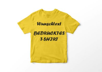 Gelbes T-Shirt bedruckt mit Wunschtext